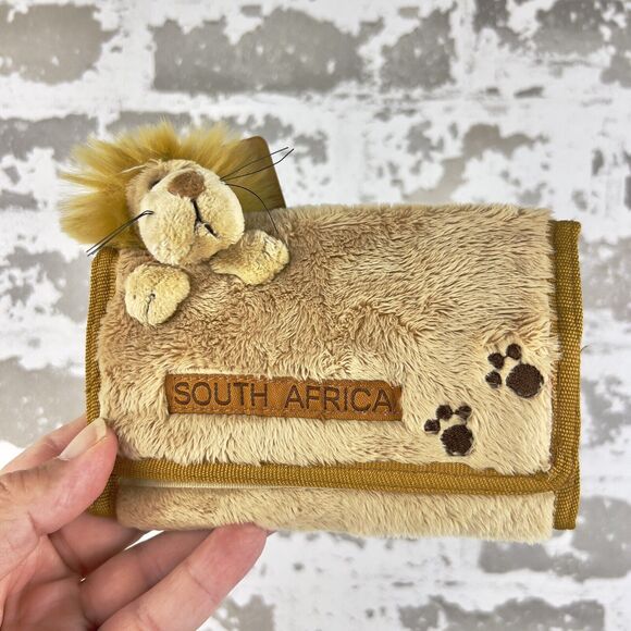 Born In Africa Wallet Plush Lion Tri Fold Stuffed Animal Head Purse Rare Find - Picture 10 of 12